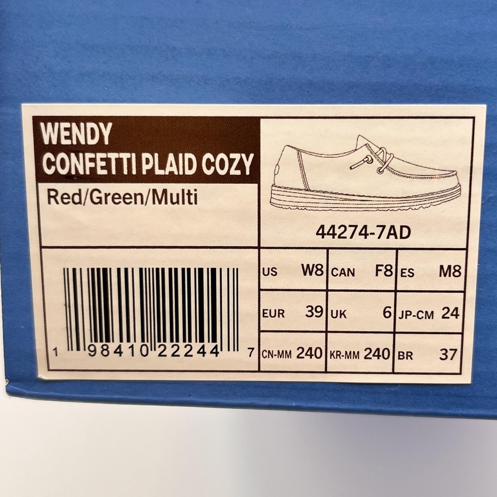 Hey Dude Wendy Womens Size 8‎ Christmas Confetti Plaid Fur Lined Cozy Shoes NEW - Picture 11 of 11